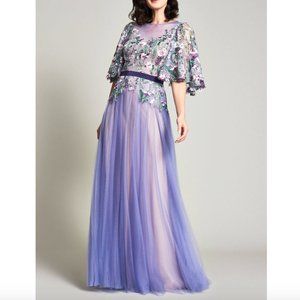 Tadashi Shoji Floral Embroidered Tulle Gown